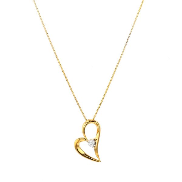 10KT Yellow Gold 0.02ctw Diamond Heart Necklace Harmony Jewellers Grimsby, ON