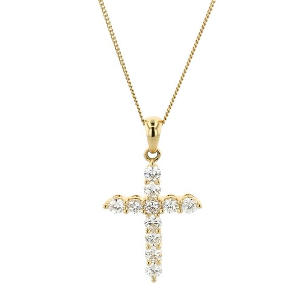 18KT Yellow Gold 0.50ctw Diamond Cross 18