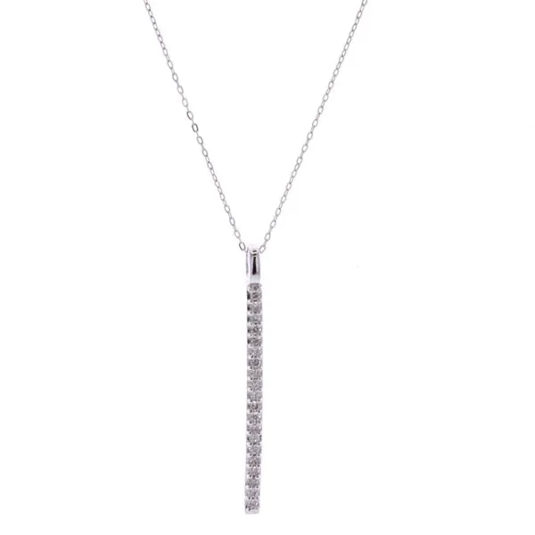 10KT White Gold 0.10ctw Diamond Icicles Vertical Bar Necklace Harmony Jewellers Grimsby, ON