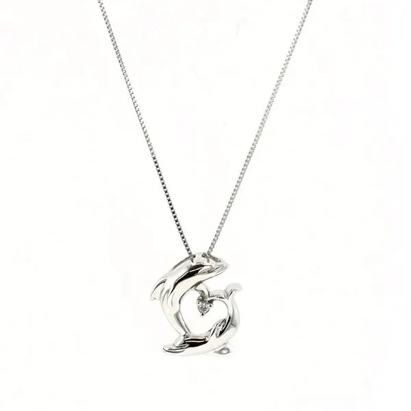 10KT White Gold 0.007ctw Diamond Dolphin Necklace Harmony Jewellers Grimsby, ON