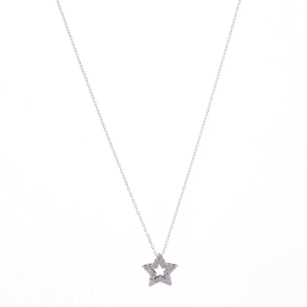 10KT White Gold 0.05ctw Diamond Star Necklace Harmony Jewellers Grimsby, ON