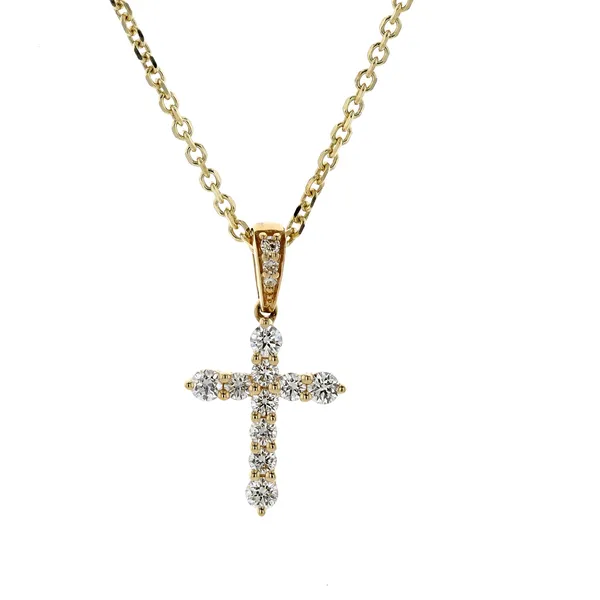 18KT Yellow Gold 0.24ctw Diamond Cross 18