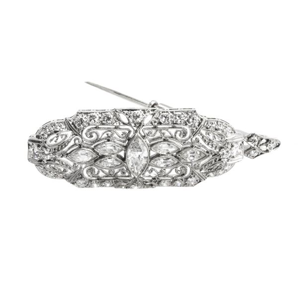 Platinum Ladies Vintage Diamond Estate Pendant/Brooch Image 2 Harmony Jewellers Grimsby, ON