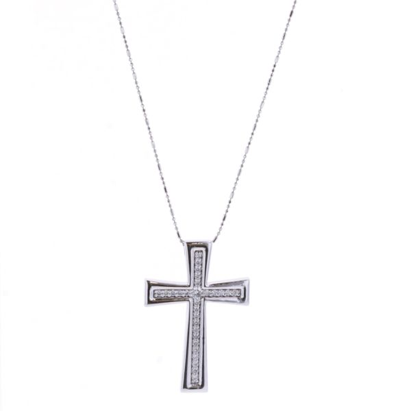 18KT White Gold 0.47ctw Diamond Estate Cross Necklace Harmony Jewellers Grimsby, ON