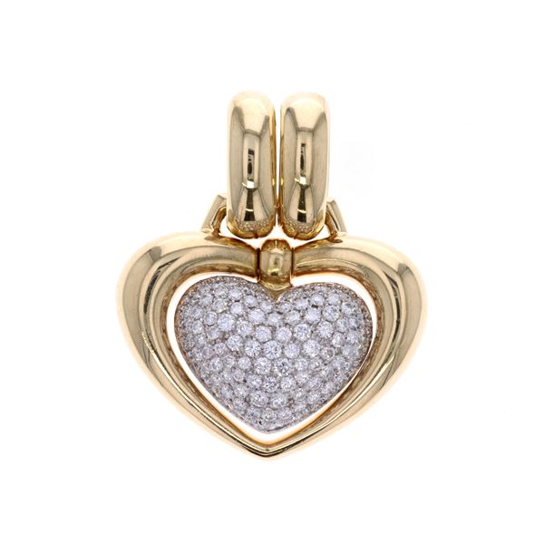 18KT Yellow and White Gold 3.01ctw Diamond Chimento Puff Heart Estate Pendant Harmony Jewellers Grimsby, ON