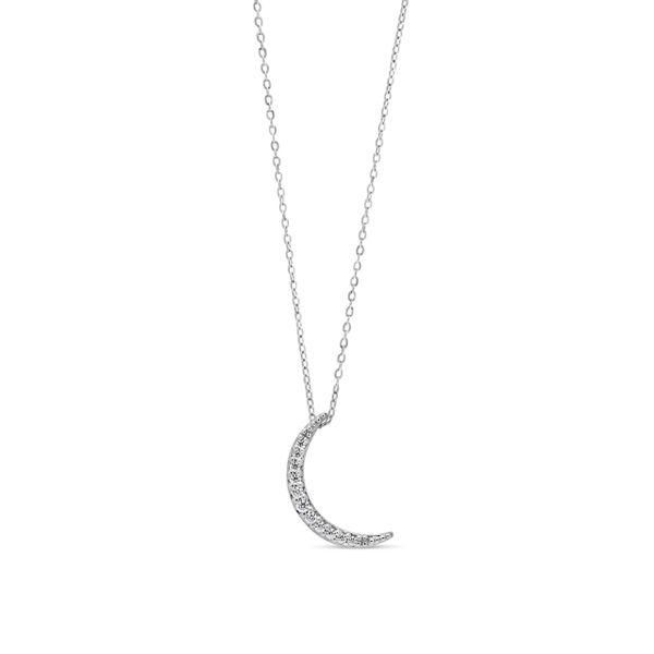 10KT White Gold 0.04ctw Diamond Half Moon Necklace Harmony Jewellers Grimsby, ON