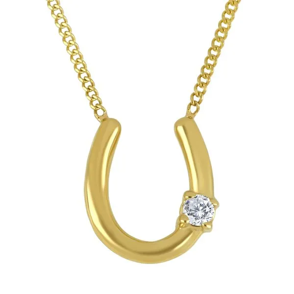 10KT Yellow Gold 0.023ctw Canadian Diamond Horseshoe Necklace Harmony Jewellers Grimsby, ON