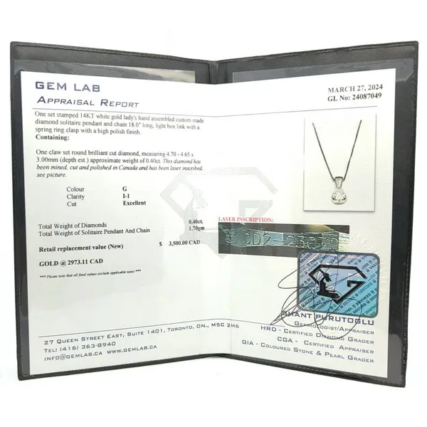 14KT White Gold 0.40ctw Canadian Diamond 18