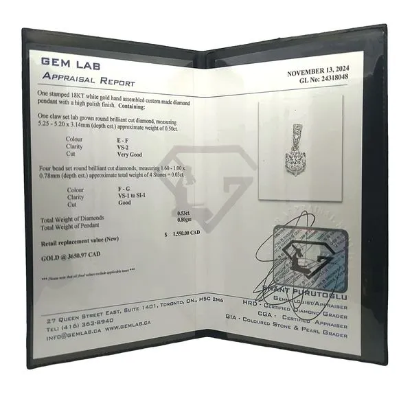 18KT White Gold 0.53ctw Lab Grown Diamond 17