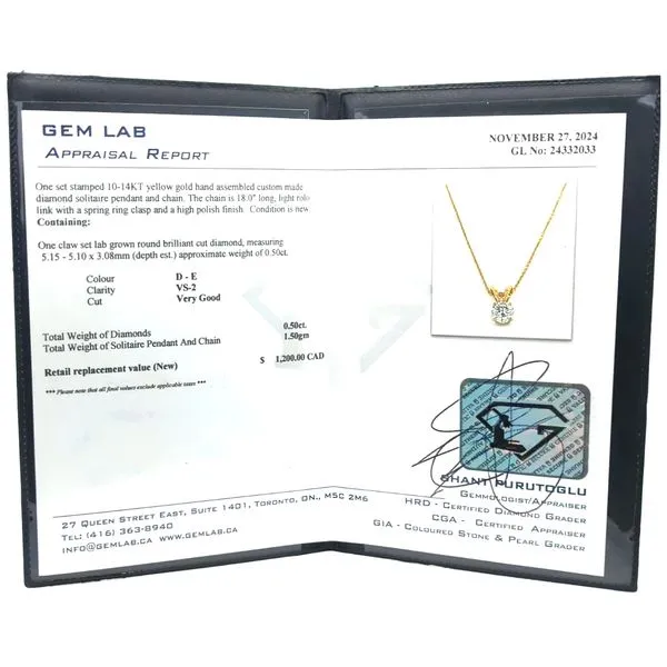 10-14KT Yellow Gold 0.50ctw Lab Grown Diamond 18