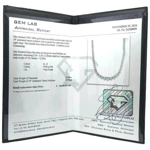 14KT White Gold 12.20ctw Lab Grown Diamond 18