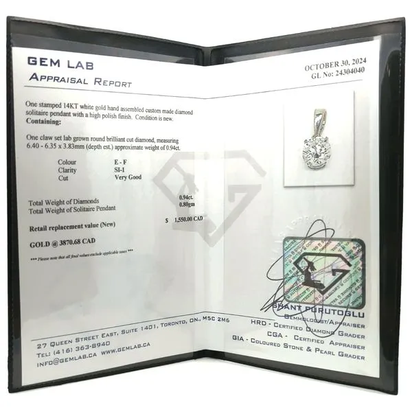 14KT White Gold 0.94ctw Lab Grown Diamond Pendant Image 2 Harmony Jewellers Grimsby, ON