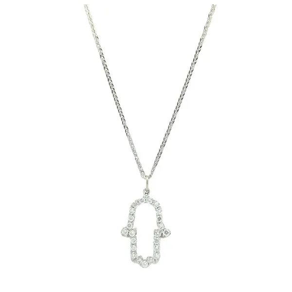14KT White Gold Diamond Hamsa 18