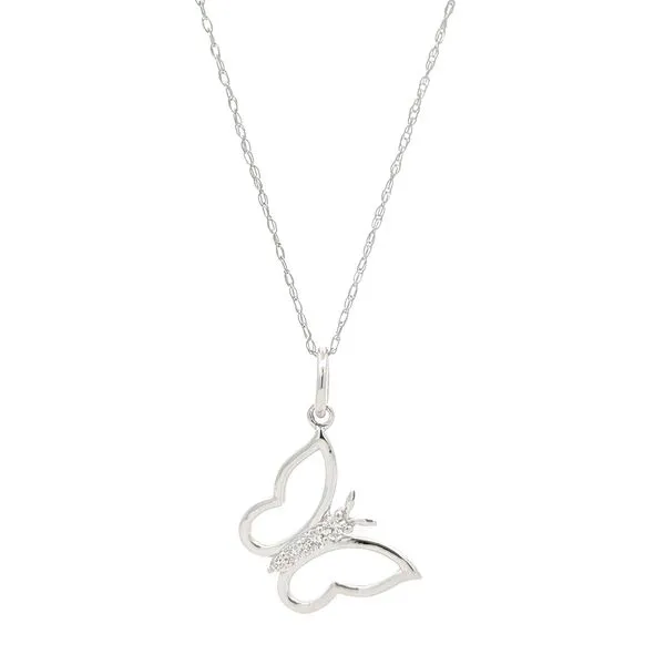 14KT White Gold Diamond Butterfly 18