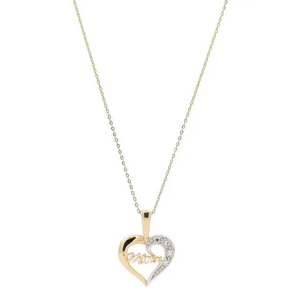 10KT Yellow and White Gold 0.02ctw Diamond Mom Heart 18