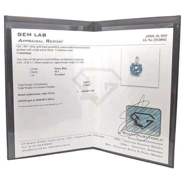 14KT White Gold 2.60ctw Lab Grown Blue Diamond 17