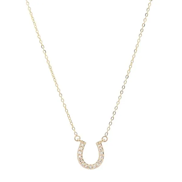 10KT Yellow Gold 0.05ctw Diamond Horseshoe Necklace 16