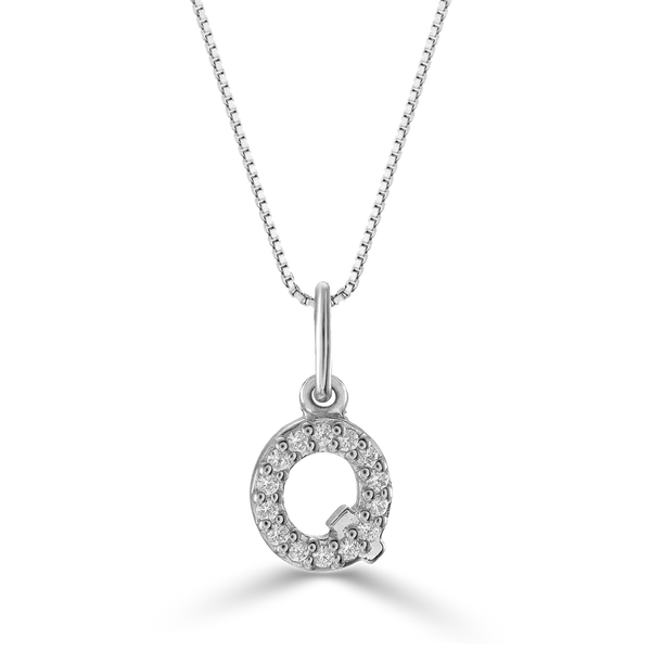 10K White Gold 0.05CT Diamond Initial 