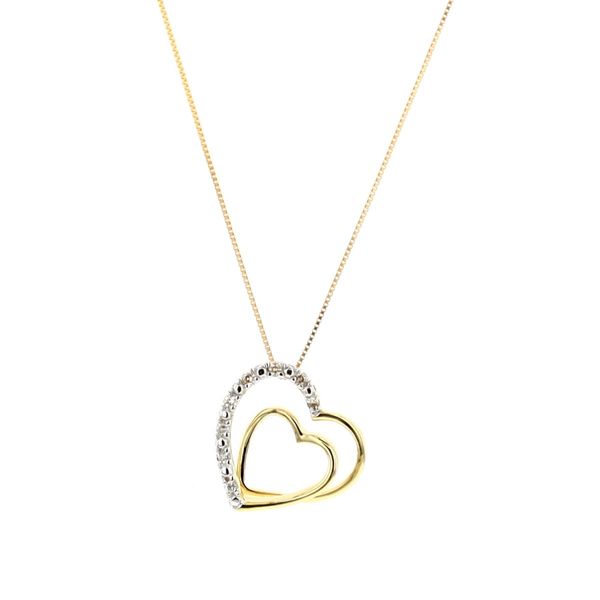 10KT Yellow Gold 0.05ctw Diamond Double Heart Necklace Harmony Jewellers Grimsby, ON
