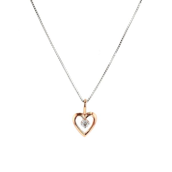 10KT White and Rose Gold 0.01ctw Diamond Heart Necklace Harmony Jewellers Grimsby, ON