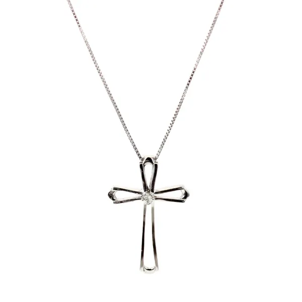 10KT White Gold 0.01ctw Diamond Cross Necklace Harmony Jewellers Grimsby, ON