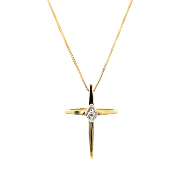 10KT Yellow Gold 0.015ctw Diamond Cross Necklace Harmony Jewellers Grimsby, ON