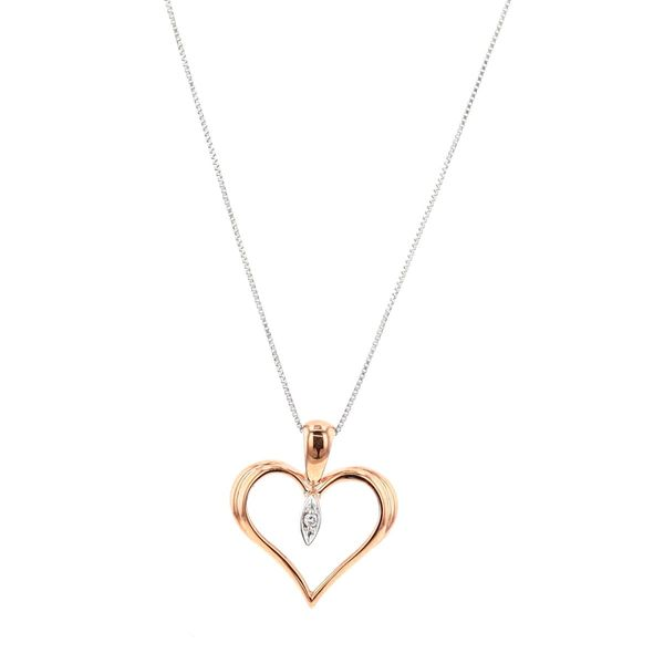 10KT Rose and White Gold 0.008ctw Diamond Heart Necklace Harmony Jewellers Grimsby, ON
