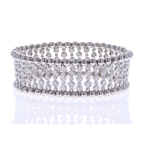 18KT White Gold 5.35ctw Diamond Cuff Estate Bracelet Harmony Jewellers Grimsby, ON