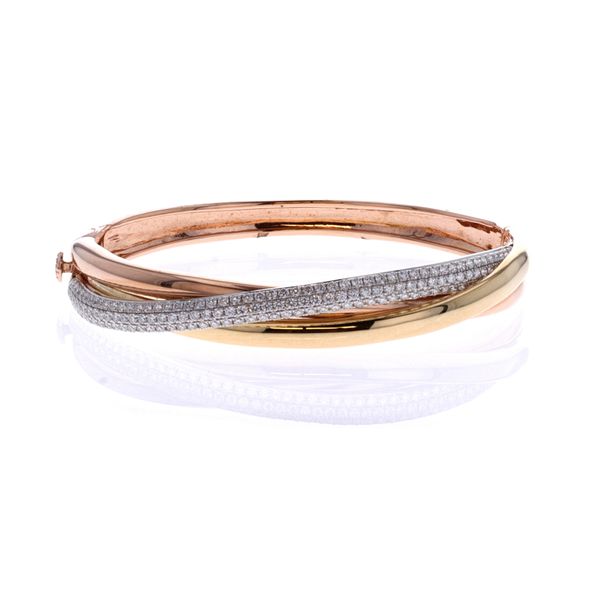 18KT Yellow, White and Rose Gold 1.68ctw Diamond Estate Bangle Harmony Jewellers Grimsby, ON
