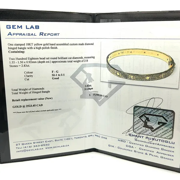 18KT Yellow Gold 2.83ctw Diamond Estate Bangle Image 2 Harmony Jewellers Grimsby, ON