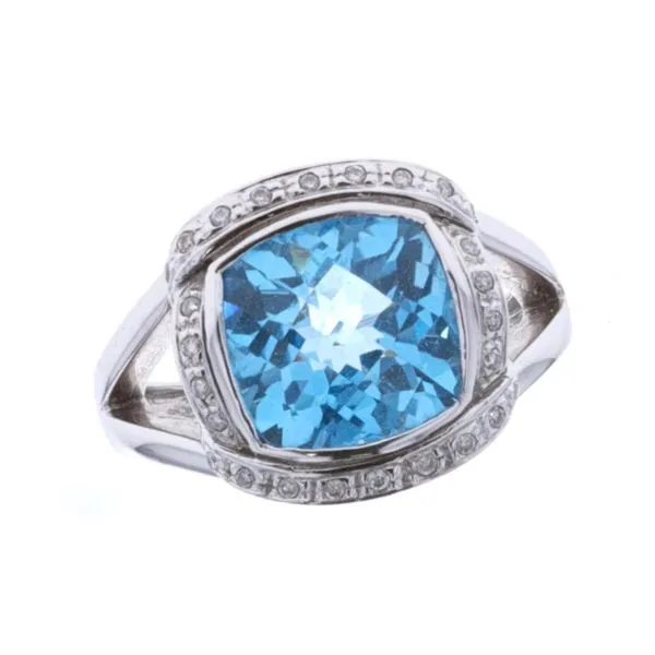 14KT White Gold Blue Topaz and 0.15ctw Diamond Ring Harmony Jewellers Grimsby, ON