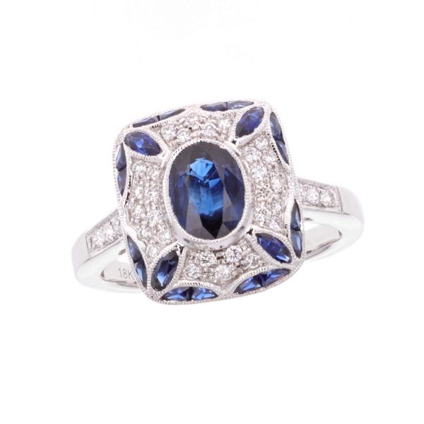 18KT White Gold Sapphire 0.25ctw Diamond Estate Ring Harmony Jewellers Grimsby, ON