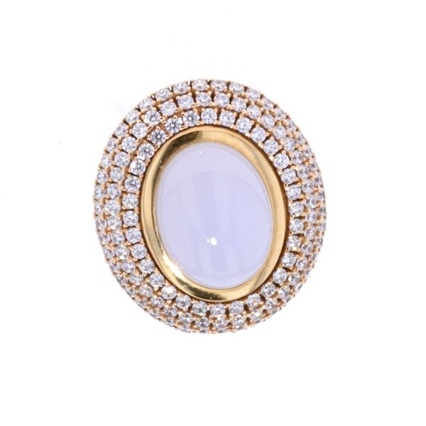 18KT Yellow Gold Chalcedony and CZ Estate Ring Harmony Jewellers Grimsby, ON