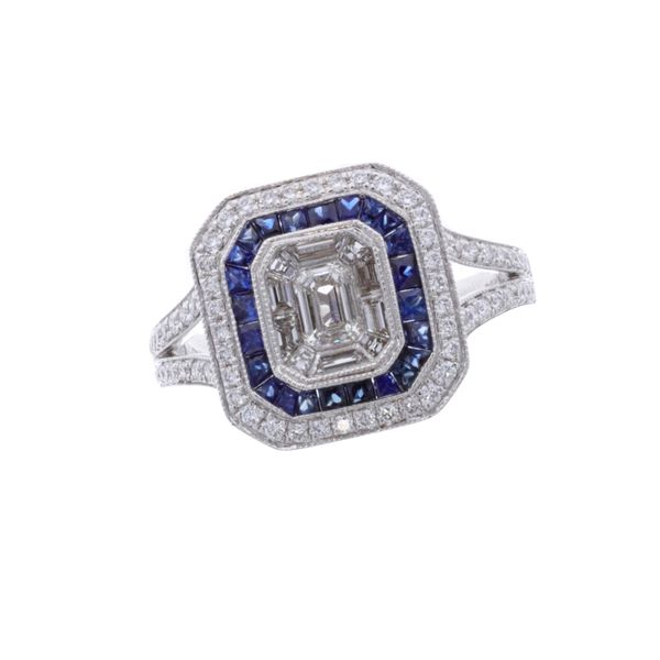 18KT White Gold Natural Blue Sapphire and 0.93ctw Diamond Ring Harmony Jewellers Grimsby, ON