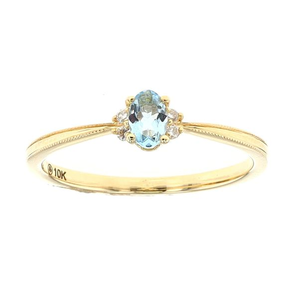 10KT Yellow Gold Aquamarine and 0.03ctw Diamond Ring Harmony Jewellers Grimsby, ON