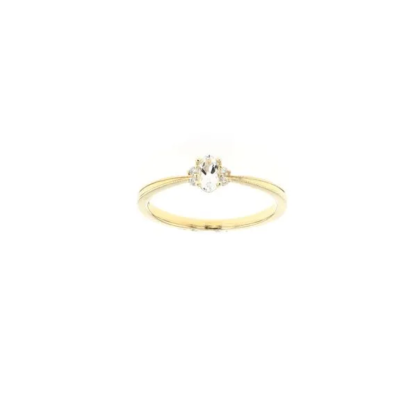 10KT Yellow Gold White Topaz and 0.03ctw Diamond Ring Harmony Jewellers Grimsby, ON