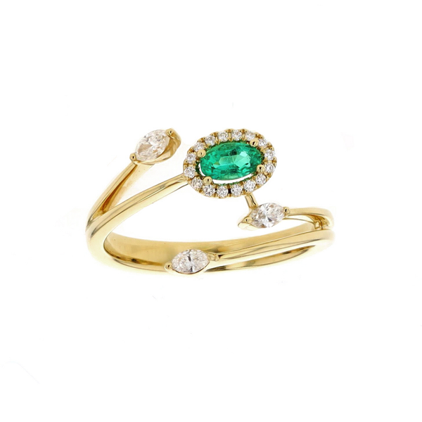 Simon G - 18KT Yellow Gold Emerald and 0.24ctw Diamond Ring Harmony Jewellers Grimsby, ON
