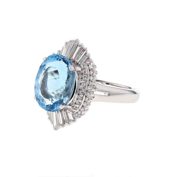 Simon G - Platinum Aquamarine and 0.87ctw Diamond Ring Image 2 Harmony Jewellers Grimsby, ON