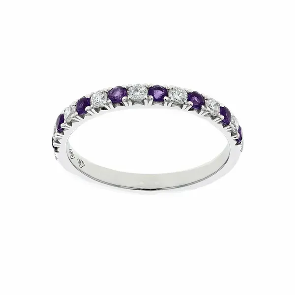 18KT White Gold Amethyst and 0.23ctw Diamond Band Harmony Jewellers Grimsby, ON