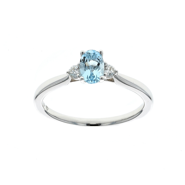 18KT White Gold Aquamarine and 0.10ctw Diamond Ring Harmony Jewellers Grimsby, ON