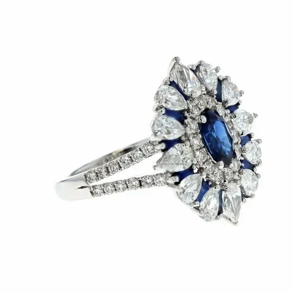 14KT White Gold Blue Sapphire and 2.34ctw Diamond Ring Image 2 Harmony Jewellers Grimsby, ON