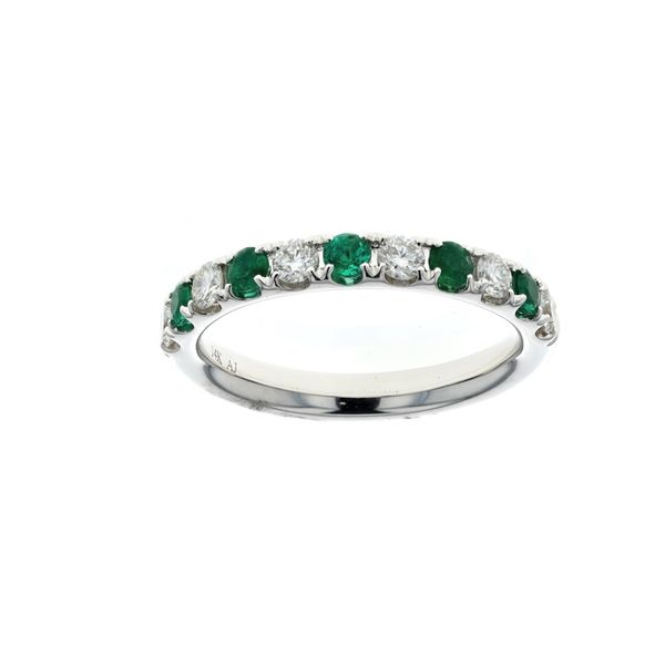 14KT White Gold Emerald and 0.40ctw Diamond Band Harmony Jewellers Grimsby, ON