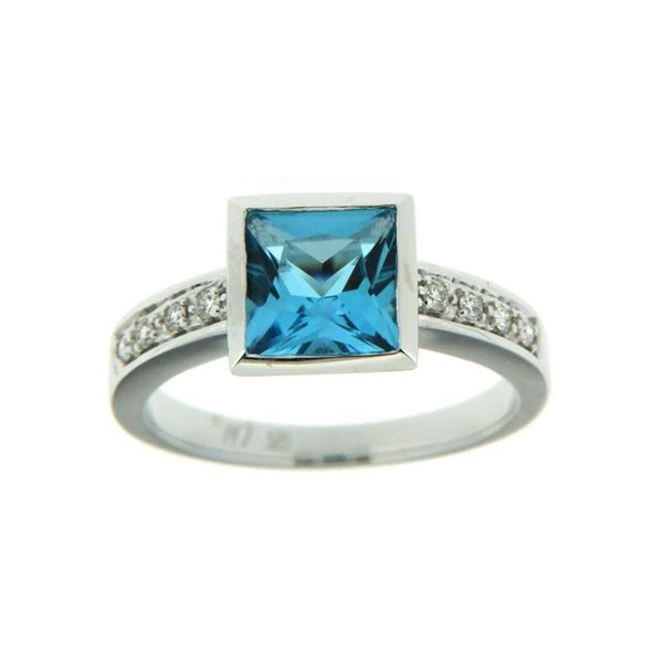 14KT White Gold Blue Topaz and 0.10ctw Diamond Ring Harmony Jewellers Grimsby, ON