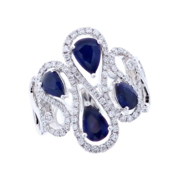 18KT White Gold Natural Blue Sapphire and 0.75ctw Diamond Estate Ring Harmony Jewellers Grimsby, ON