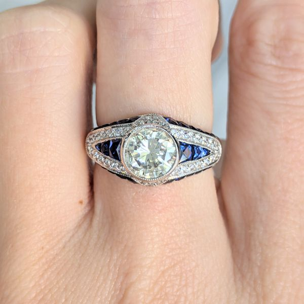 Platinum Natural Blue Sapphire and 1.77ctw Diamond Estate Ring Image 2 Harmony Jewellers Grimsby, ON