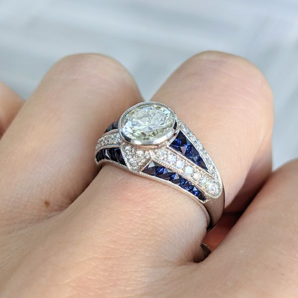 Platinum Natural Blue Sapphire and 1.77ctw Diamond Estate Ring Image 3 Harmony Jewellers Grimsby, ON