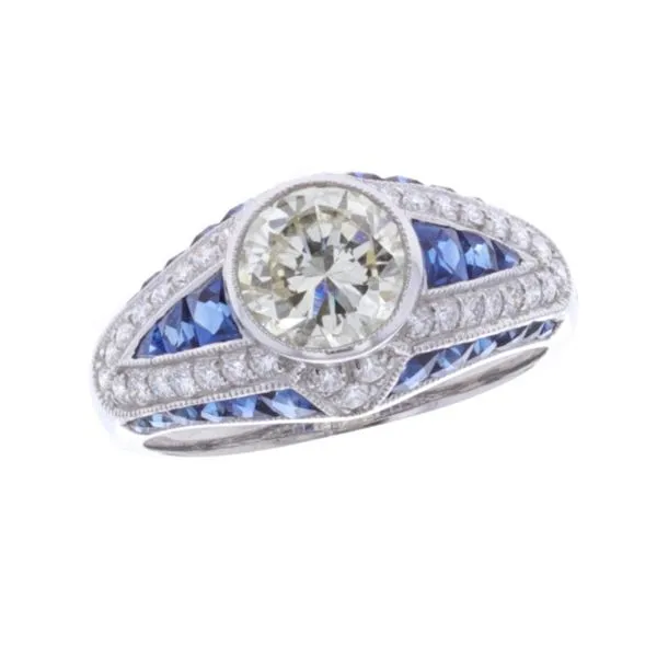 Platinum Natural Blue Sapphire and 1.77ctw Diamond Estate Ring Harmony Jewellers Grimsby, ON