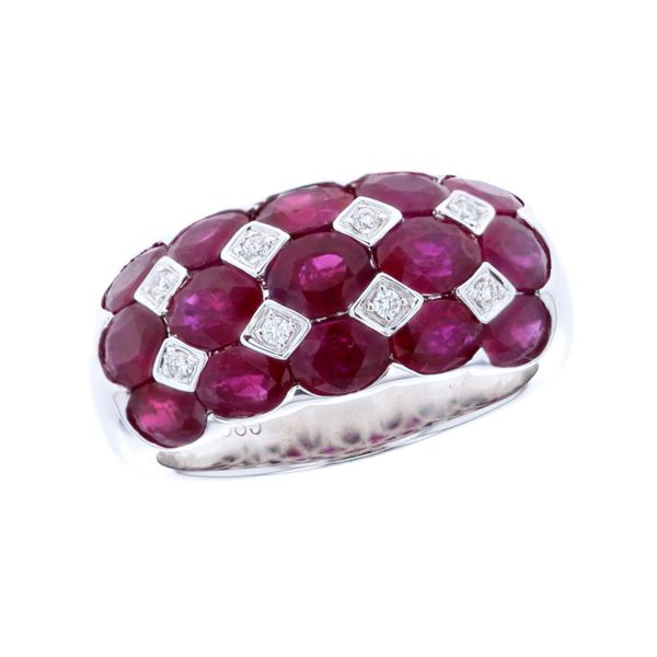14KT White Gold Natural Ruby and 0.07ctw Diamond Estate Band Harmony Jewellers Grimsby, ON