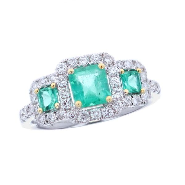 18KT White Gold Natural Emerald and 0.50ctw Diamond Estate Ring Harmony Jewellers Grimsby, ON