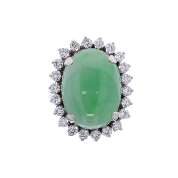 18KT White Gold Jadeite and 1.22ctw Diamond Estate Ring Harmony Jewellers Grimsby, ON